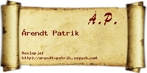 Árendt Patrik névjegykártya